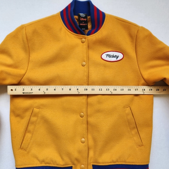 Varsity Jacket Mickey Mouse Disney X Forever 21 Patches Quilted Sporty Cute S - Picture 14 of 17